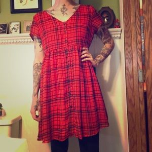 black and red checkered dress